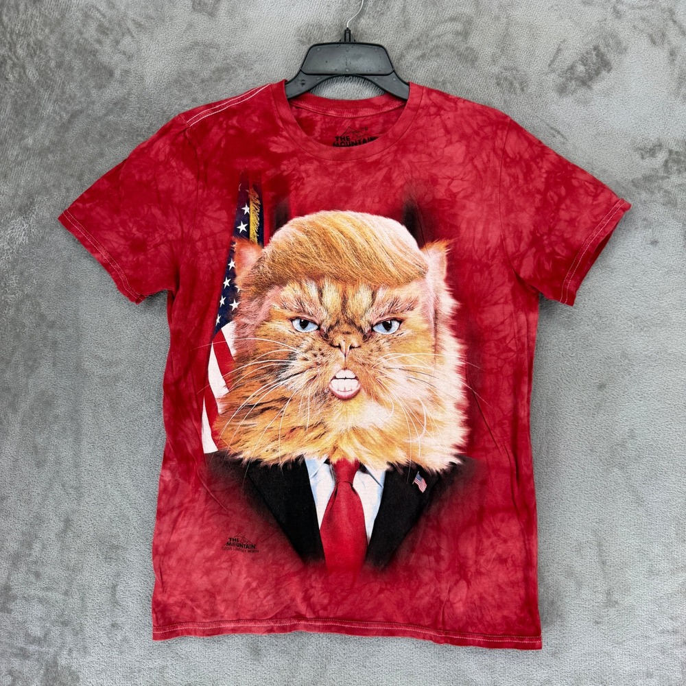 The Mountain T-Shirt Small Red Tie Dye Trump Cat Graphic Tee Mens Lindsey Morin
